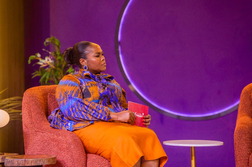 Abosede George-Ogan on a television production set behind the scenes
